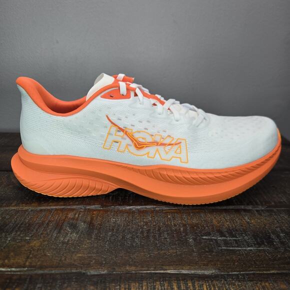NEW Hoka One One Mach 6 Mens Size 10 D Running Shoes 1147790 FLV White Orange - Picture 5 of 12